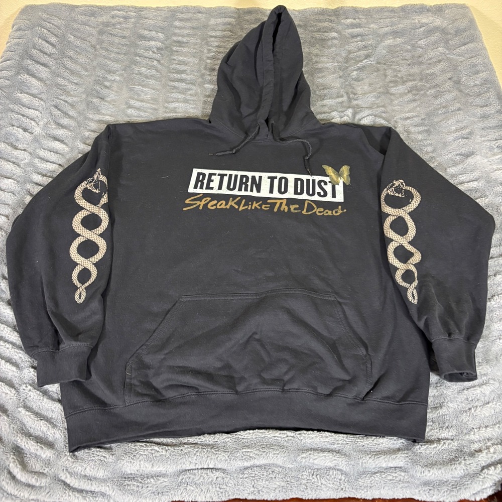 Return to Dust Speak Like The Dead Band Hoodie Black 2XL Snake Sleeve Graphic